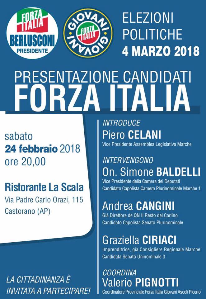 Forza Italia, Celani presenta <br> i candidati a Castorano