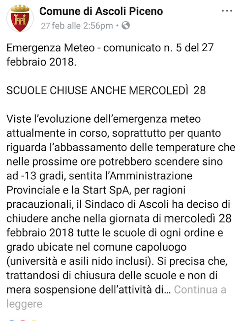 «Domani scuole chiuse», <br> ma è una bufala
