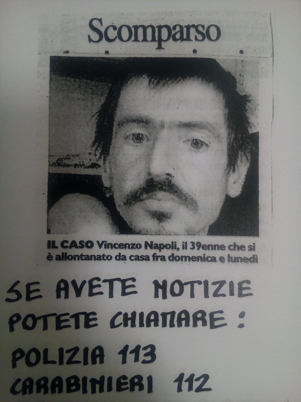 Vincenzo Napoli non si trova <br> Un mistero che dura da 9 giorni