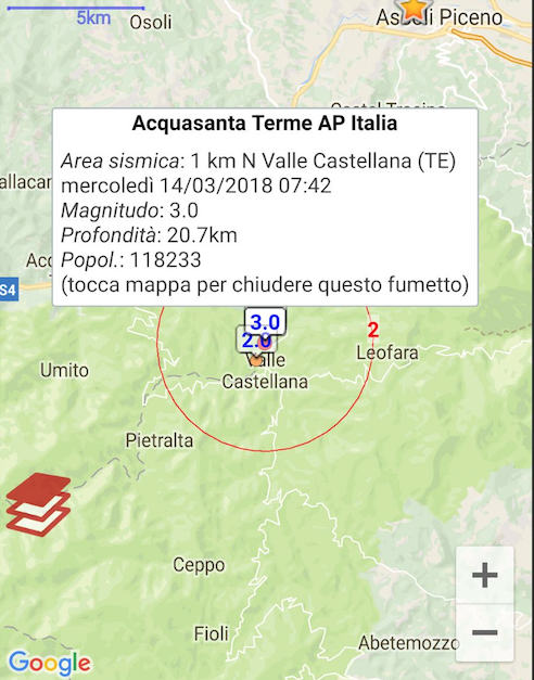 La terra torna a tremare <br> Epicentro nella zona <br> di Valle Castellana