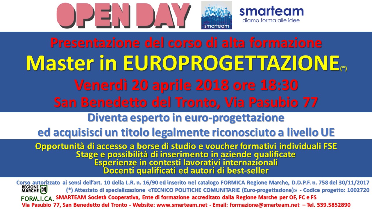 Europrogettazione, arriva <br> il master di Smarteam