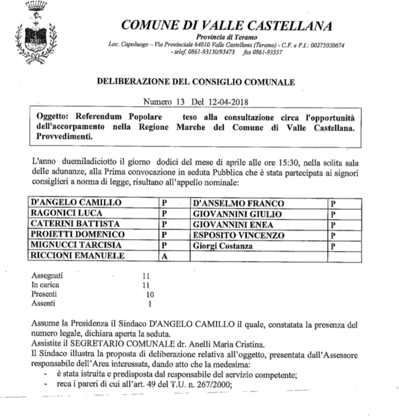 Valle Castellana prepara il referendum <br> per passare con Ascoli e le Marche