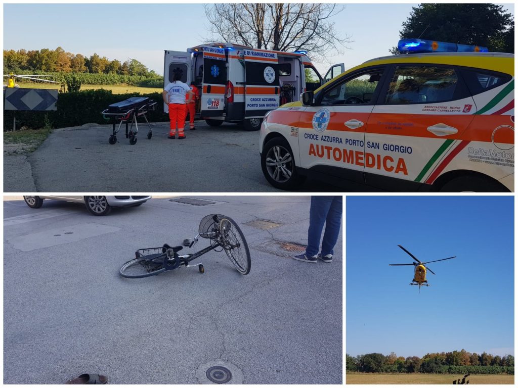 Auto contro bici: paura <br> per una donna, arriva l’elisoccorso <br> <span> (Le Foto)