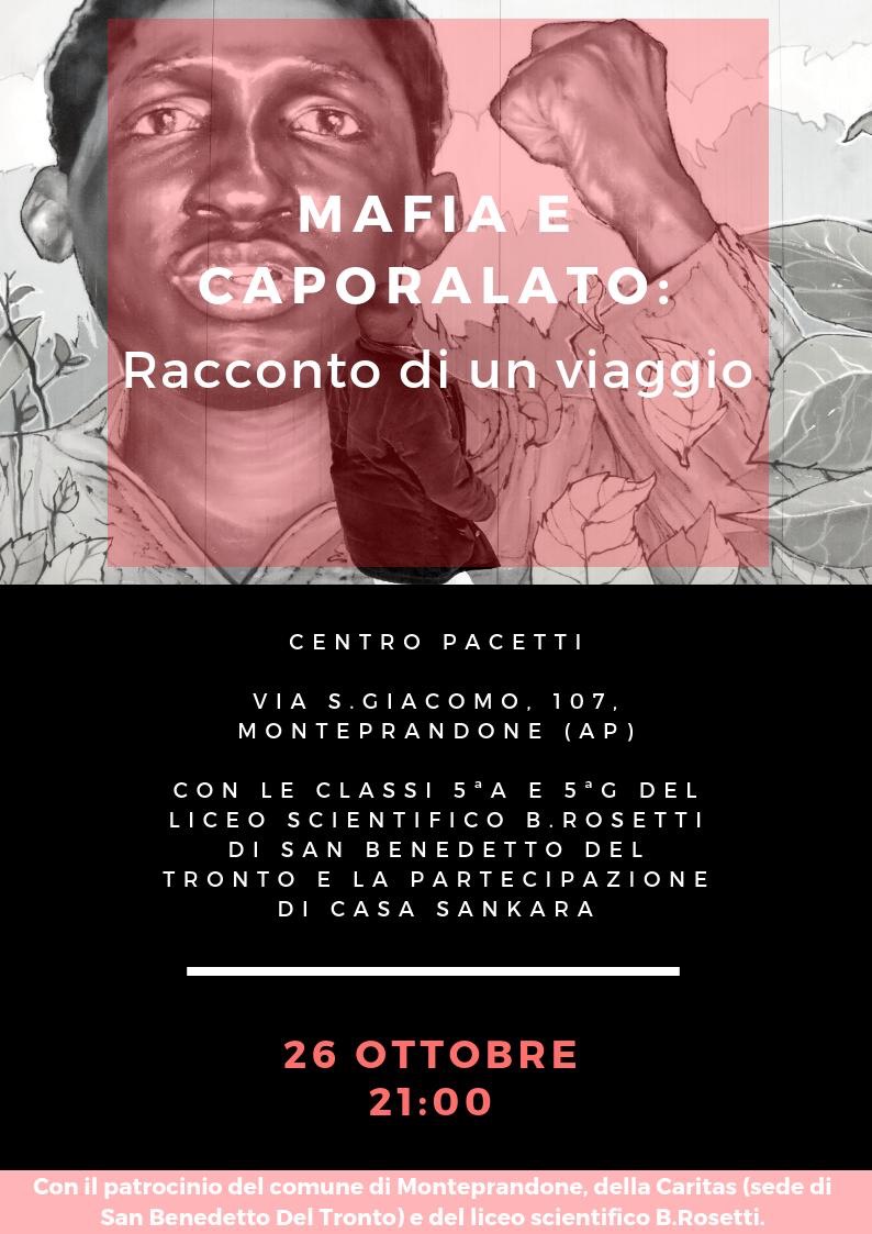  “Mafia e caporalato”, al centro Pacetti <br> storie di viaggi e sfruttamenti