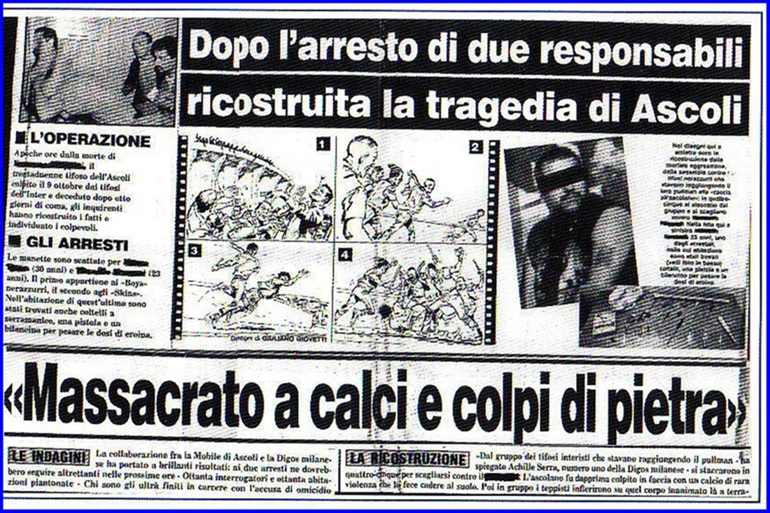 Scontri Inter-Napoli: indagato <br> anche uno degli ultras coinvolti <br> nella morte di Reno Filippini 30 anni fa