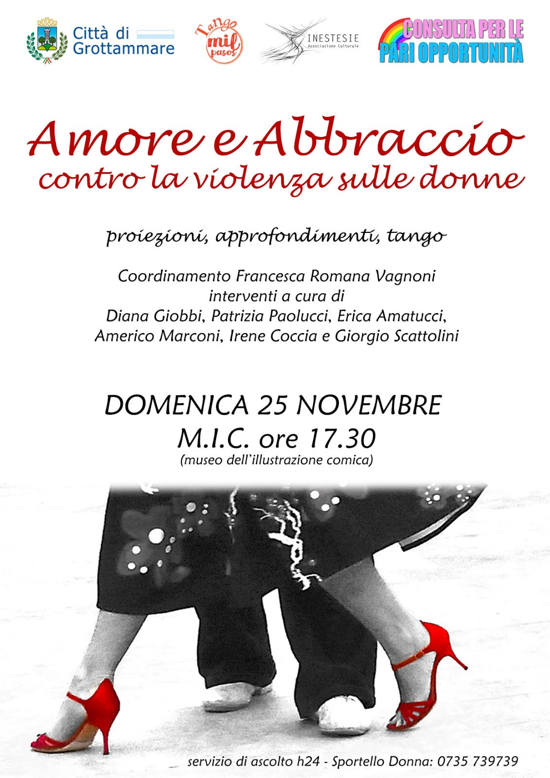 “Amore e abbraccio” <br> contro la violenza: <br> proiezioni, riflessioni e tango