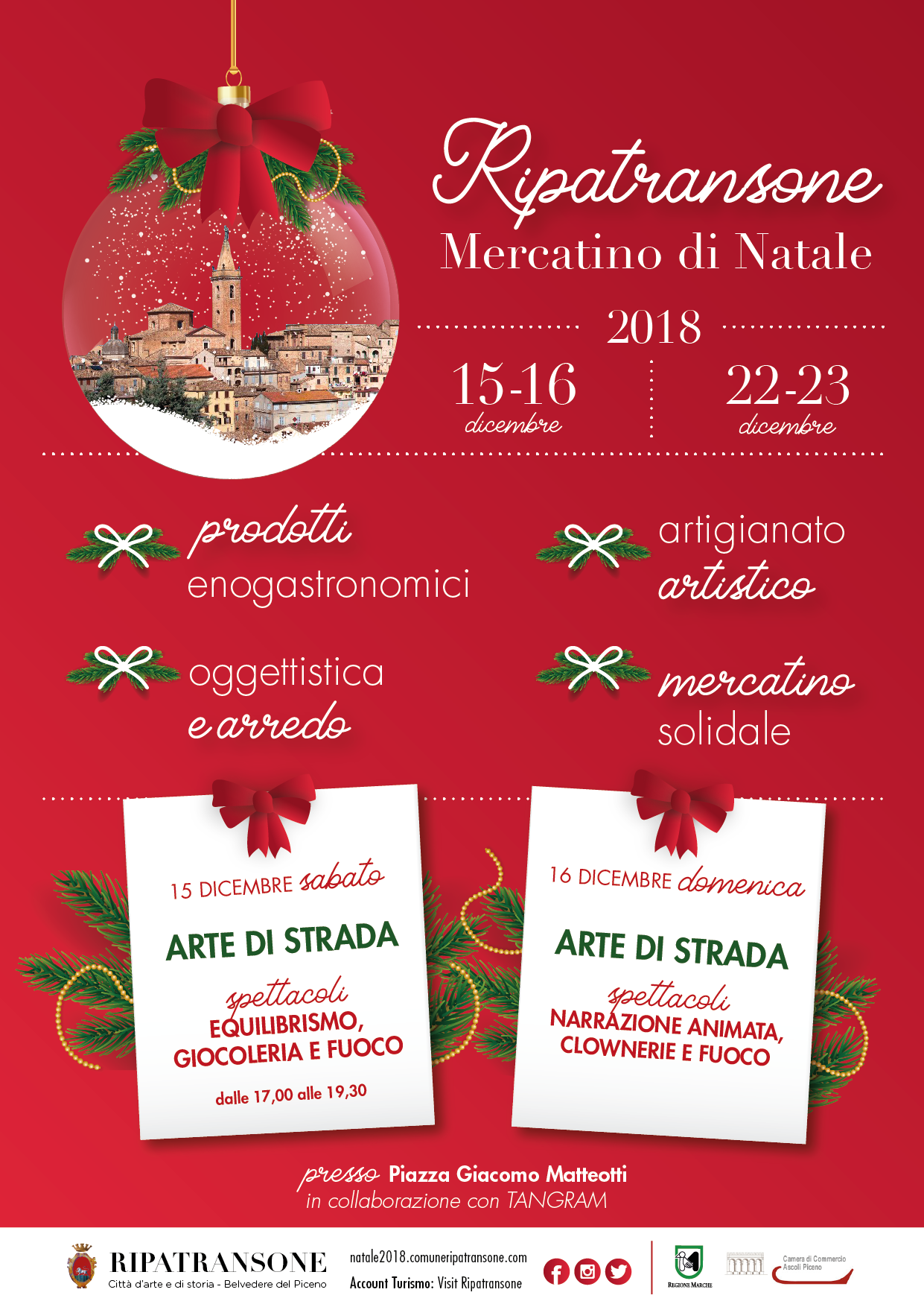 Ripatransone, al Mercatino <br> di Natale è l’ora <br> degli artisti di strada