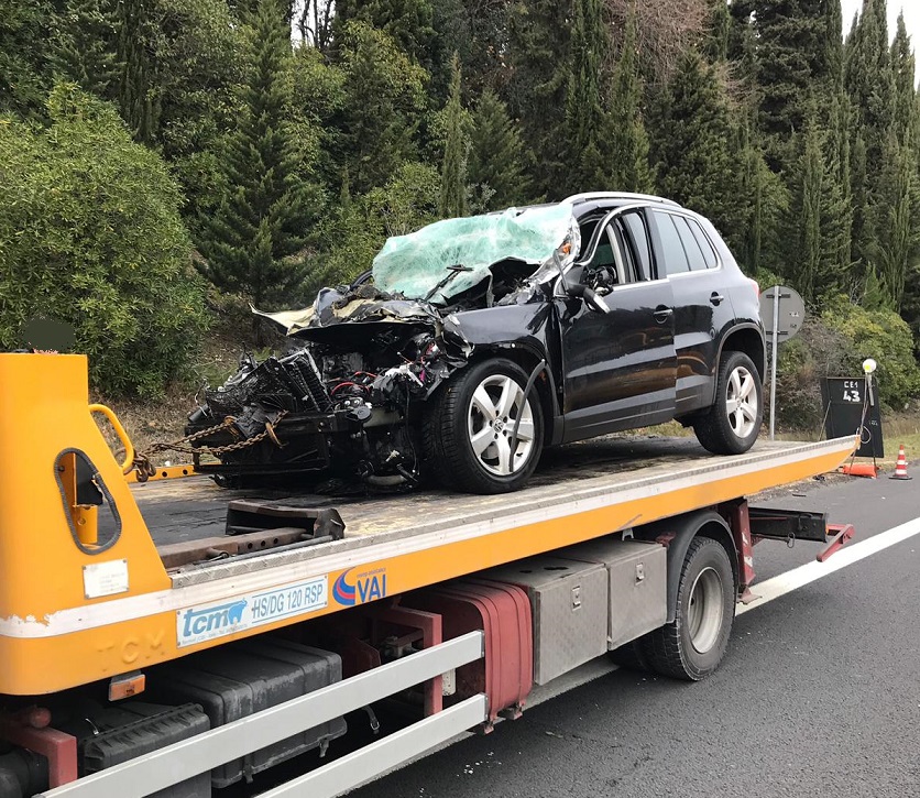 Scontro in A14, donna soccorsa <br> da Croce Verde, Valdaso e Icaro <span> (Le foto)