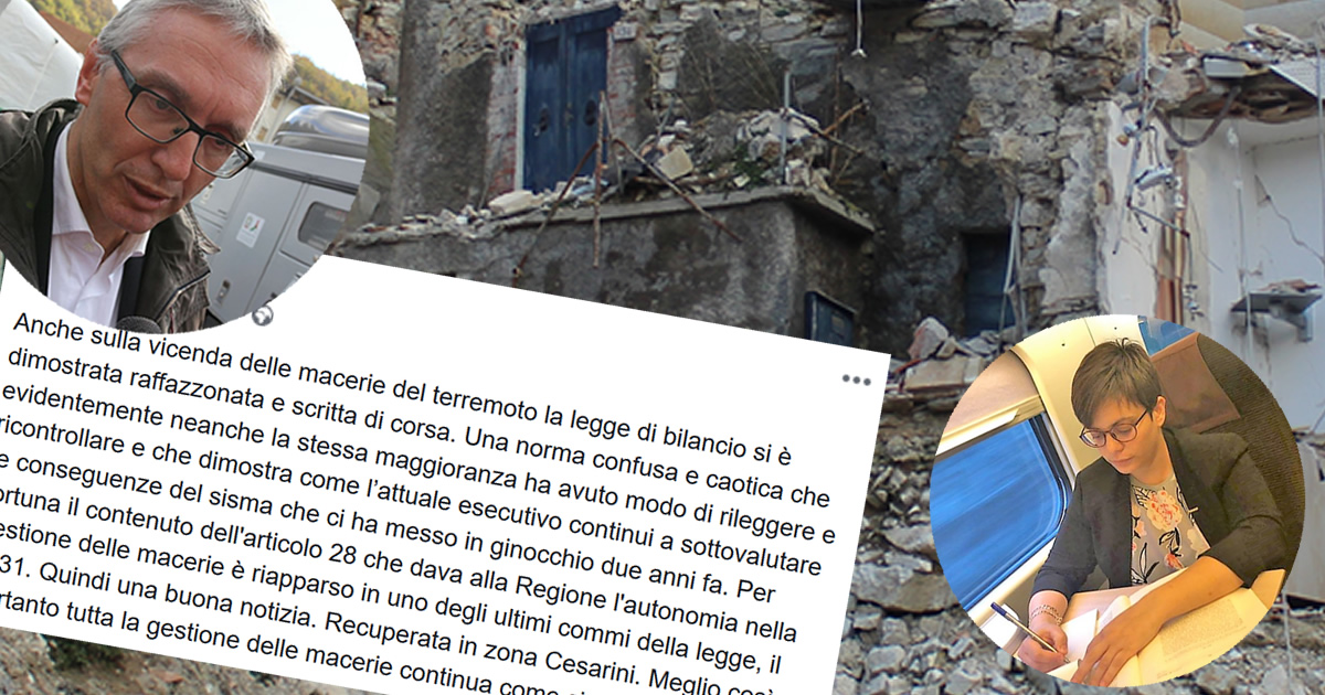 Ceriscioli e la gaffe sulle macerie: <br> la norma riapparsa in zona Cesarini <br> era scritta con inchiostro simpatico?