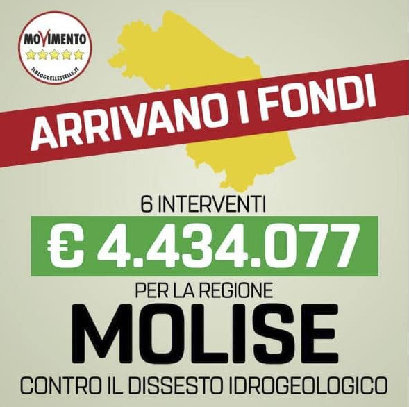 «Arrivano i fondi per il Molise» <br>ma l’immagine è delle Marche: <br>gaffe del Movimento 5 stelle