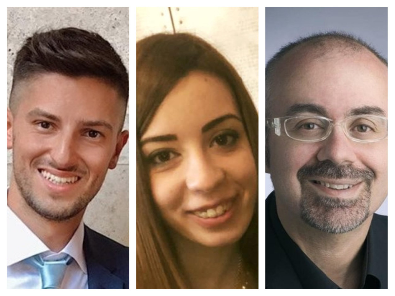 Il nuovo staff del sindaco Fioravanti: <br> l’ex assessore Cesare Celani, <br> Sara Pantaloni <br> e un giornalista del Corriere Adriatico