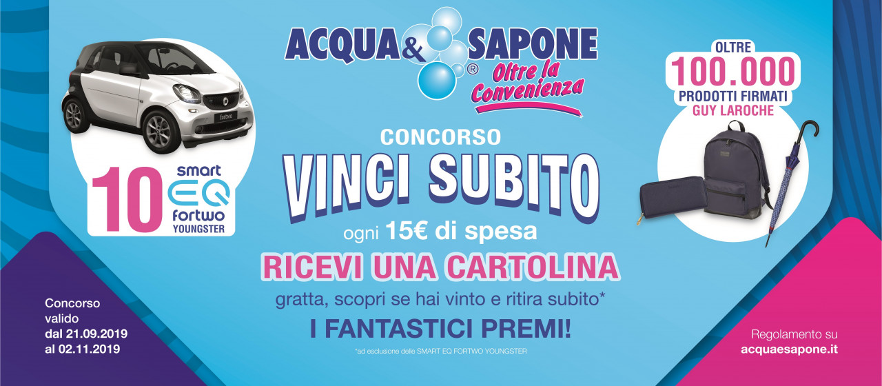 Fai spesa e torni a casa <br> con una “Smart” <br> Con “Acqua & Sapone” <br> è possibile anche questo