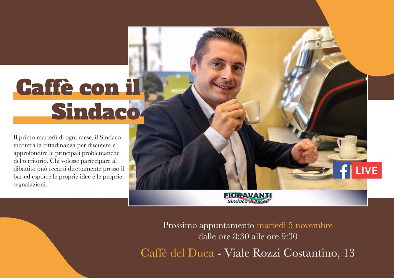 Un caffè col sindaco, <br> l’iniziativa mensile di Marco Fioravanti