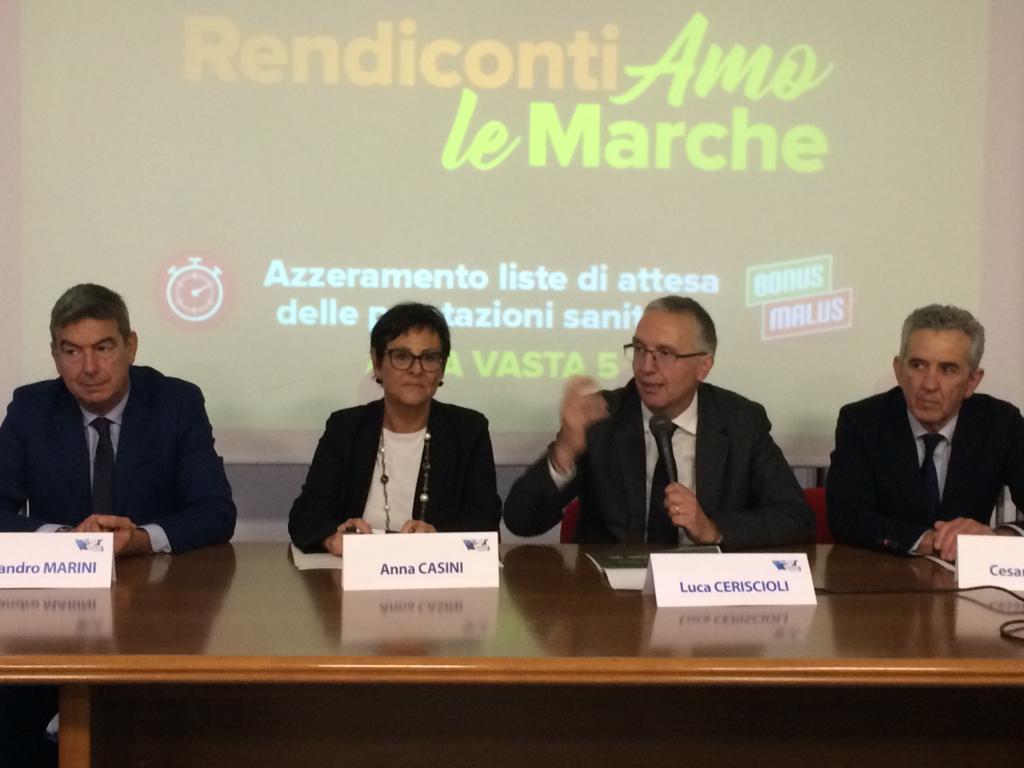 Sanità, Ceriscoli ad Ascoli: <br> «Bonus malus un successo, <br> il 98% delle prestazioni <br> erogate nei tempi» <br> Polemico il sindaco Fioravanti <br> per il mancato invito