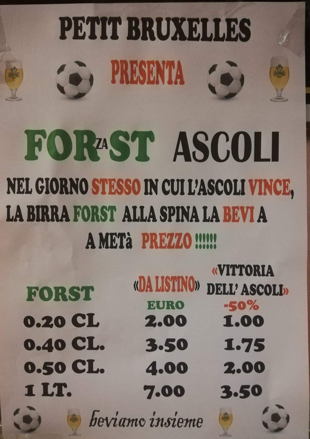 L’Ascoli ha vinto? <br> E allora birra a metà prezzo