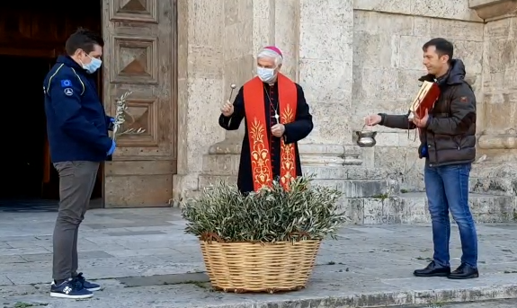 Palme benedette per gli ascolani <br> agli ingressi dei supermercati <br> (Il video)