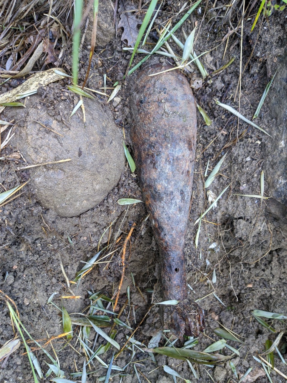 Agricoltore rimuove una siepe, <br> sbuca una bomba da mortaio
