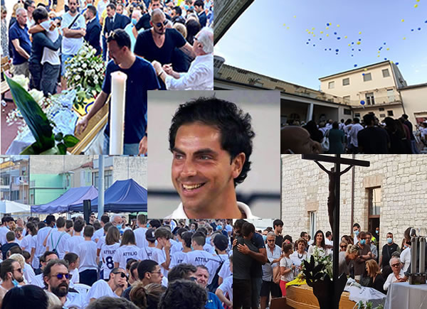 Tre città piangono Attilio Pierini, <br> bambini al funerale col numero 8 <br> Il suocero: «Eri come un figlio»