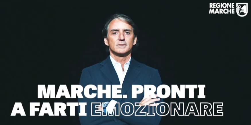 Il ct Mancini presenta gli spot <span> (Video) </span> <br> «Le Marche sono in pole position, <br> hanno bisogno della meritata visibilità»