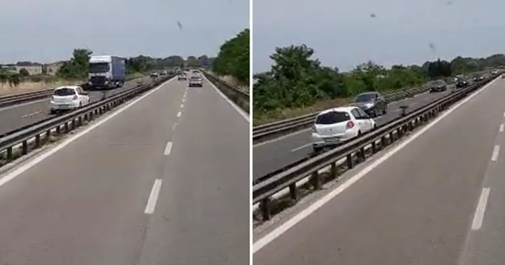 Gira l’auto e va contromano, <br> il passeggero salta e scappa: <br> panico in superstrada <span> (Video) </span>