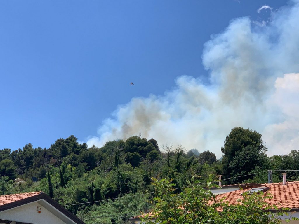 Vasto incendio <br> nelle campagne di Massignano: <br> i Vigili del fuoco <br> stanno operando in forze