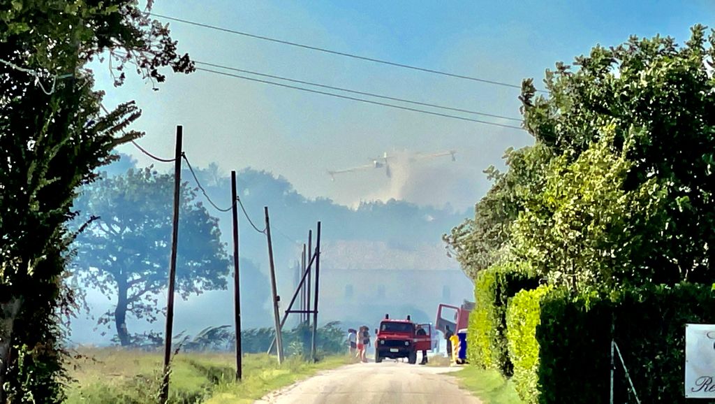 Vasto incendio a Castelfidardo: <br> evacuate case e un camping <br> <span> (Foto/Video) </span>