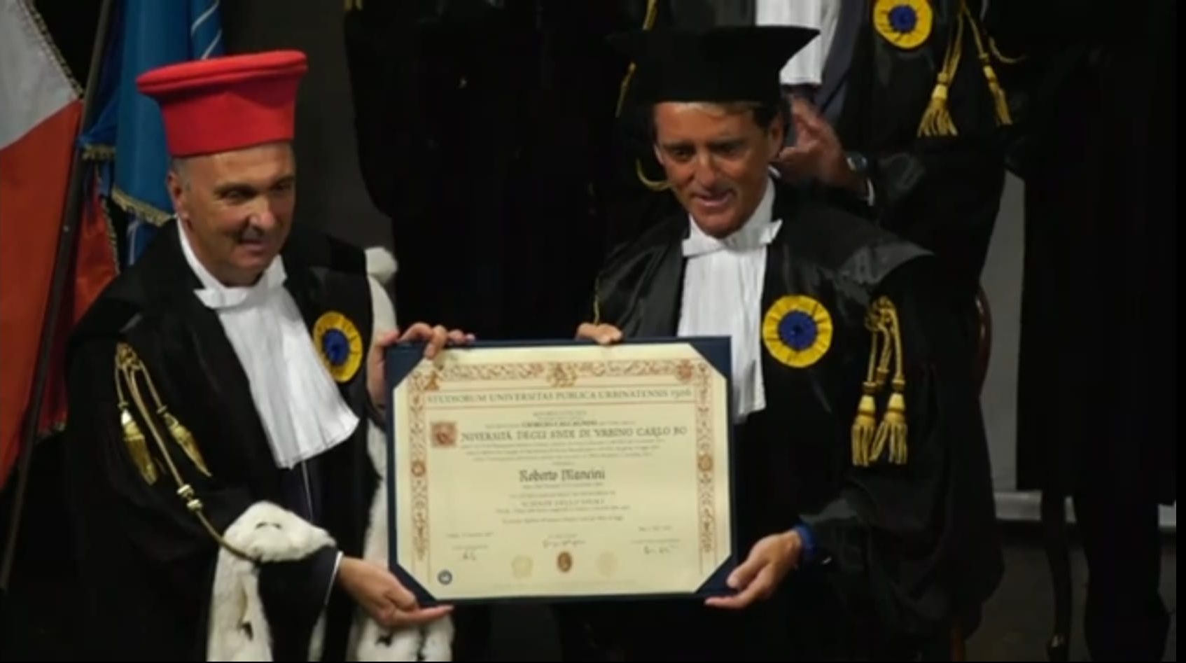 Laurea ad honorem <br> a Roberto Mancini: <br> «Ero convinto di vincere <br> la finale degli Europei»