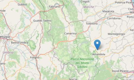 Scossa di magnitudo 3.3, <br> epicentro ad Amandola