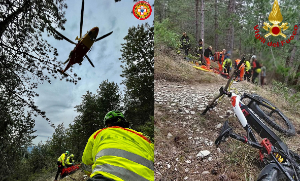Brutta caduta in montagna per un ciclista ascolano di 50 anni <span> (Video e foto) </span>