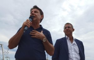 Giuseppe Conte parla alla Riviera: «Con Draghi duri scontri, la transizione ecologica è prioritaria» <span> (Video e foto)