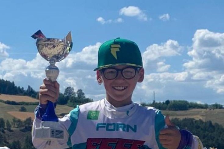 Alceste Marco Pallotta, 11enne di Force, corre per le Marche al trofeo delle regioni di motocross