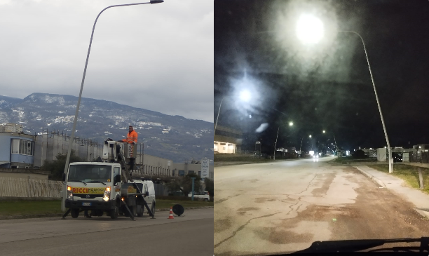 La Zona industriale finalmente illuminata, lavori eseguiti in meno di un mese: il Consind ha mantenuto la promessa