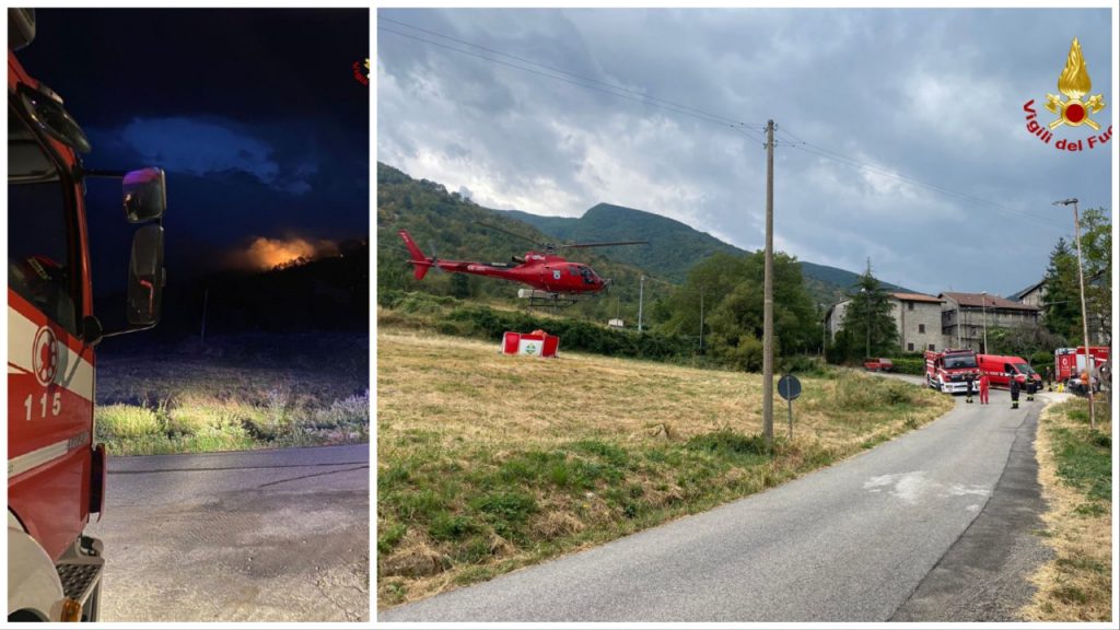 Vasto incendio a Montegallo: bosco in fiamme, Vigili del fuoco al lavoro per ore <span> (Video e foto)