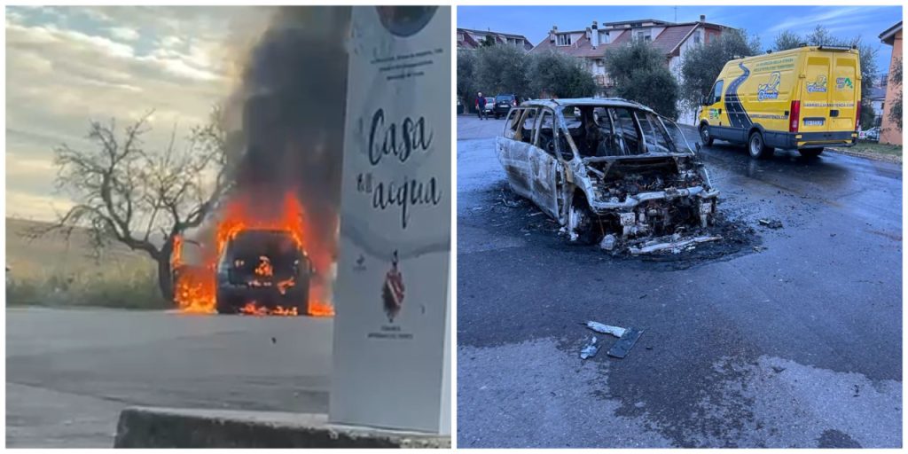 Auto a fuoco ad Appignano del Tronto <span> (Video e foto)
