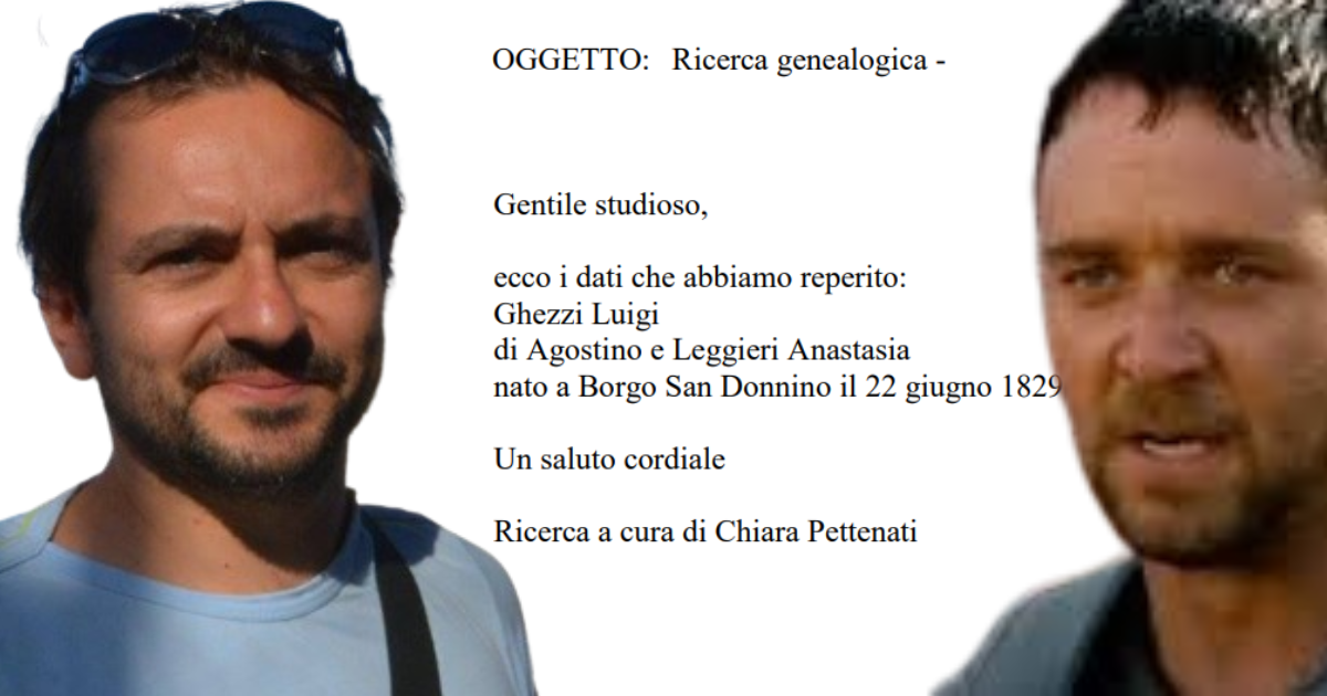 Ufficiale, il trisavolo di Russell Crowe, Luigi Ghezzi, nacque a Fidenza: l’ha scoperto il lamense Reno Cicconi