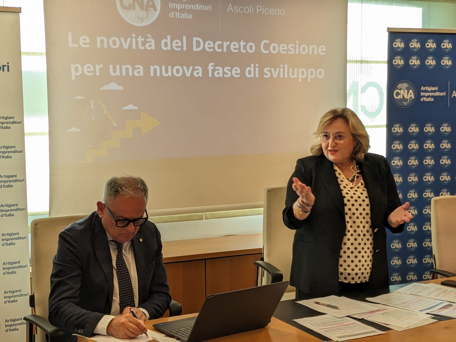 L’onorevole Albano e il segretario CNA Gregorini a confronto con le imprese sulle opportunità del decreto Coesione <span> (Video)