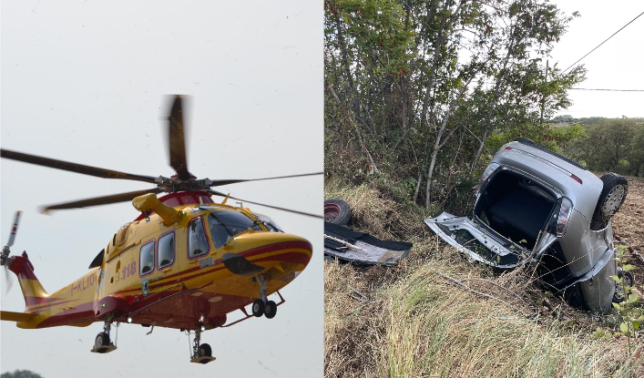 Auto finisce in una scarpata e si ribalta: arriva l’eliambulanza per un 15enne