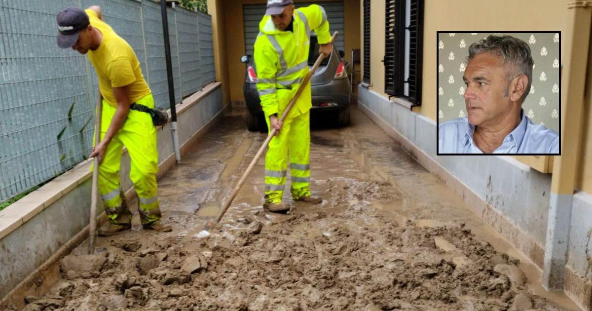 «Venti operai della Picenambiente al lavoro per spalare il fango, invasi garage e piani terra» <span> (Foto)
