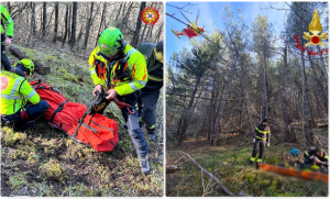 Rovinosa caduta con la mountain bike: 70enne trasportato a Torrette con l’eliambulanza <span> (Video)