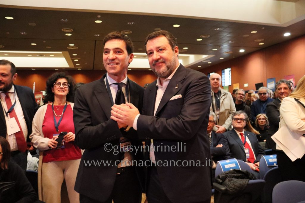Salvini nelle Marche: «Acquaroli? Sarà ancora il nostro candidato». Giorgetti: «L’Europa opprime le imprese»