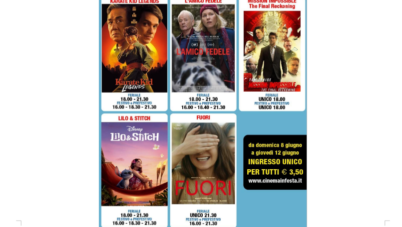 Palariviera: i film della settimana