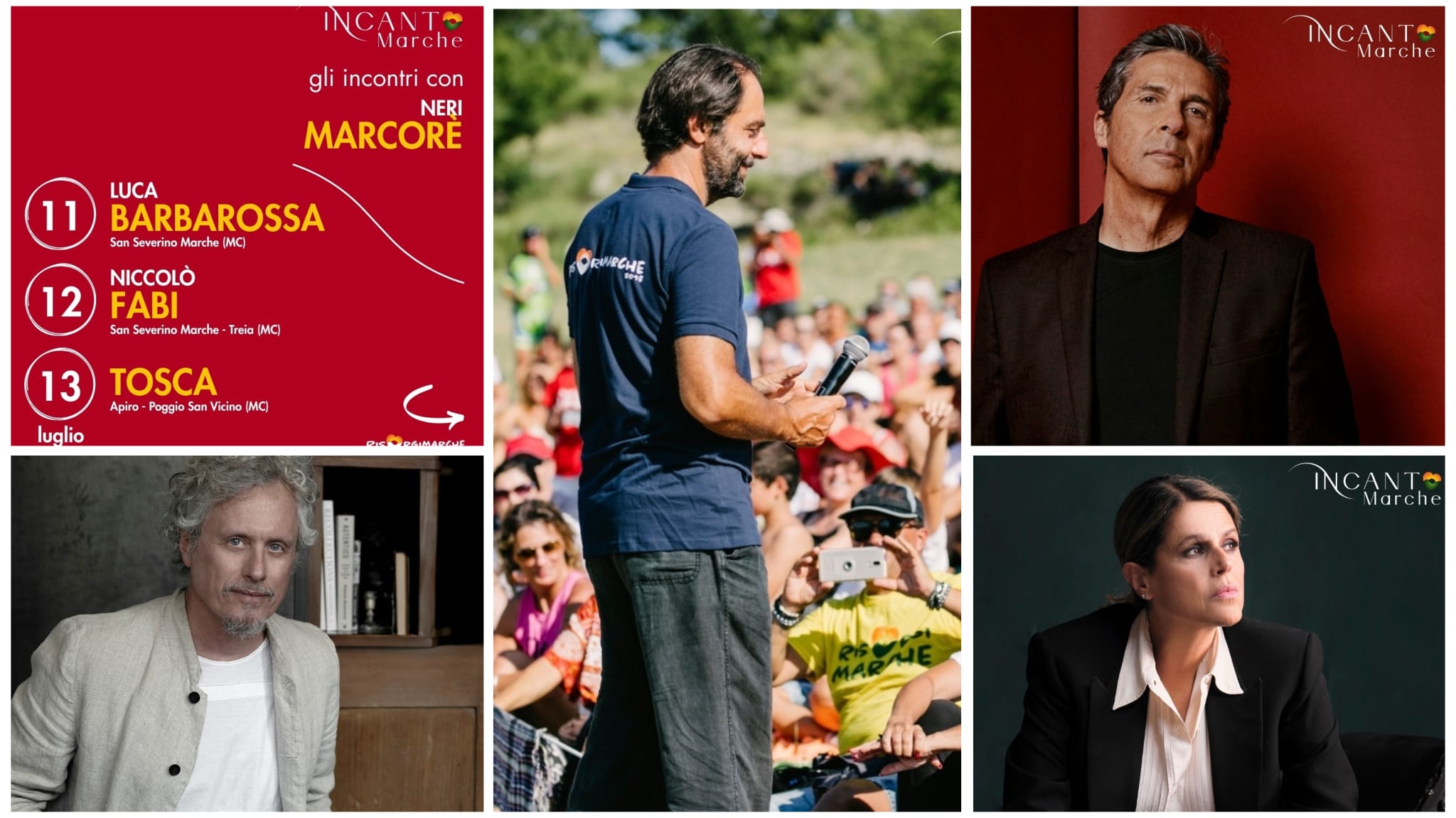 Con IncantoMarche nasce il format degli incontri/concerto: Neri Marcorè con Barbarossa, Fabi e Tosca apre il festival musicale di RisorgiMarche