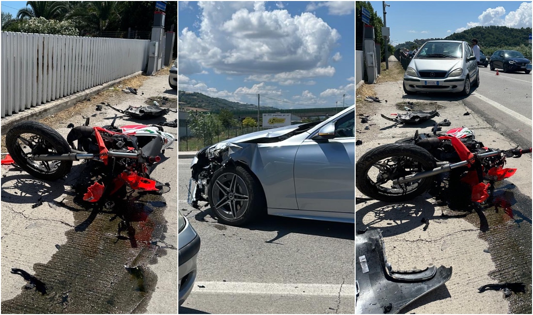 Brutto incidente sulla statale: giovane motociclista portato via con Icaro
