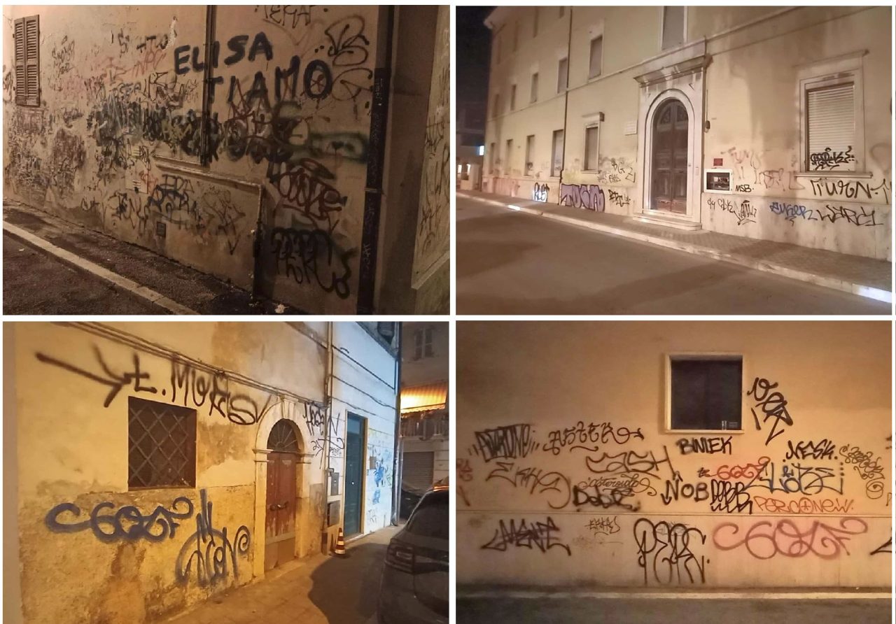 Ovunque scritte sui muri: ecco come si presenta il centro di San Benedetto