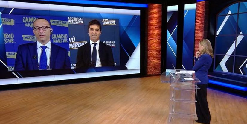 <span>Acquaroli-Ricci, il match su Sky </span> <br> «Cinque anni di riforme strutturali» <br> «Basta mediocrità, è ora di cambiare»