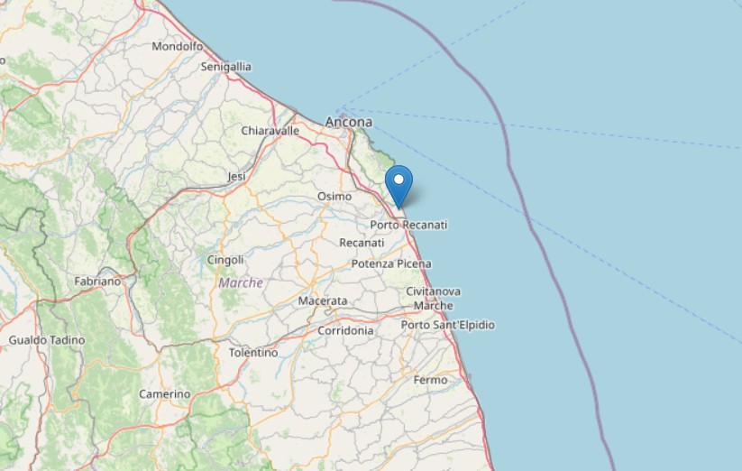 Terremoto di magnitudo 2.6 registrato ieri sera: scossa avvertita fino a Civitanova