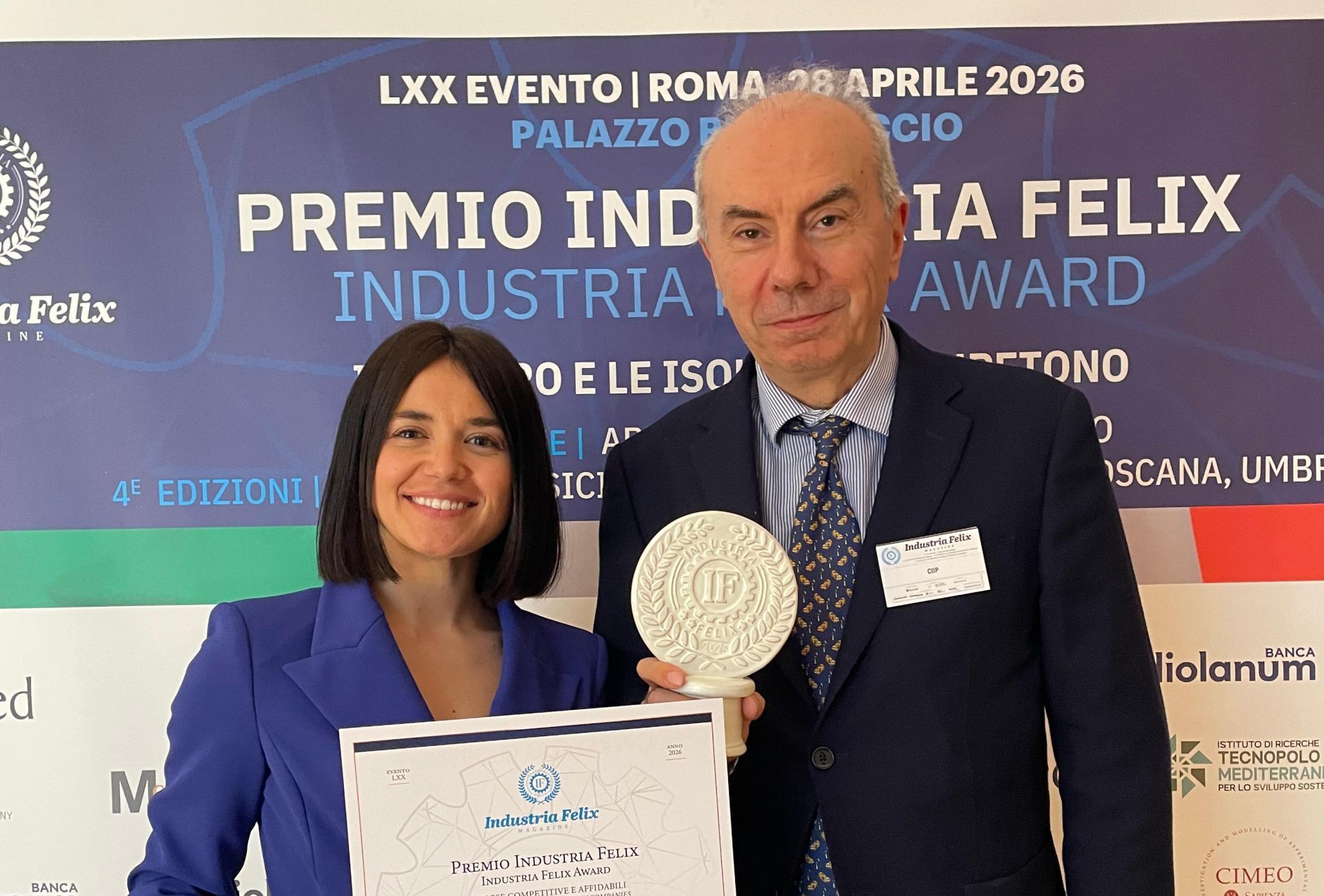 Ciip, arriva l’alta onorificenza per il bilancio in occasione del Premio Industria Felix