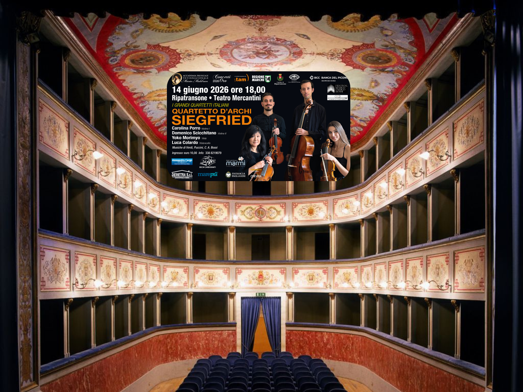 Malibran Festival 2026: il Quartetto d’Archi Siegfried in concerto al Teatro Storico di Ripatransone