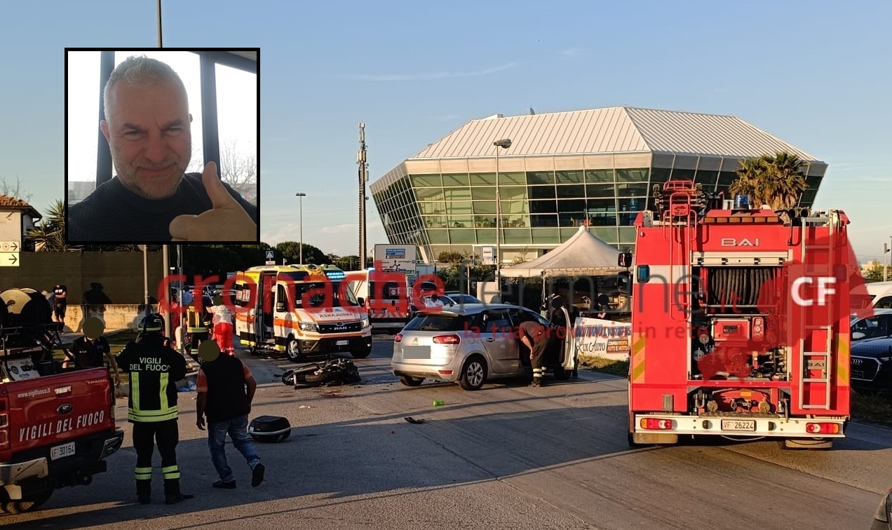Tragedia a Porto Sant’Elpidio, scontro tra auto e moto: muore il 55enne Adriano Tirabassi