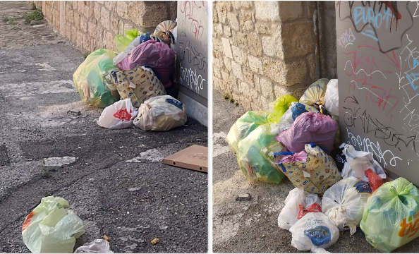I cassonetti diventano “intelligenti”, gli incivili restano tali: rifiuti in bella mostra a due passi da Piazza del Popolo